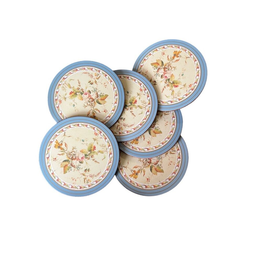 Pimpernel Kilburn Chintz Coasters Set Of 6 Round Floral Heat-Resistant